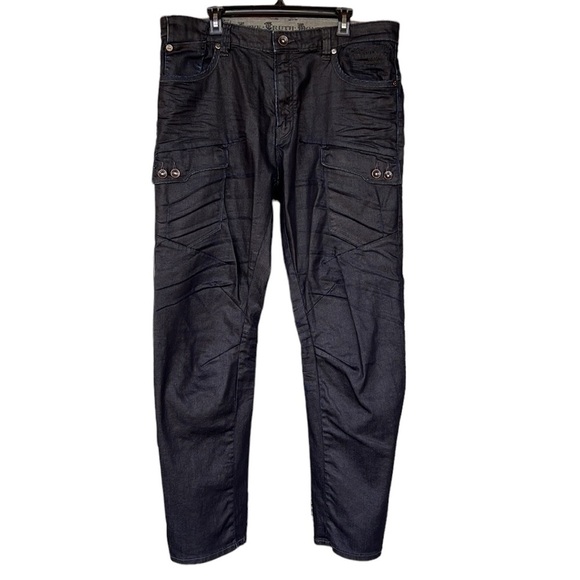 Parasuco Men’s Dark Wash Wide Leg Cargo Jeans. Sz 38 Large Flap Pockets. - Picture 1 of 11